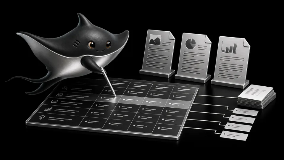 Navi organizing sources in a research evidence matrix
